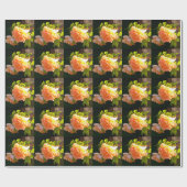 エレガントクラシックオレンジ桃バラフローラ ラッピングペーパー (フラット)