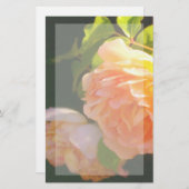 エレガントクラシックオレンジ桃バラフローラ 便箋 (正面/裏面)