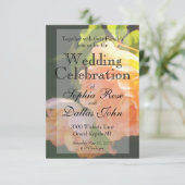 エレガントクラシックオレンジ桃バラフローラ 招待状 (スタンド正面)