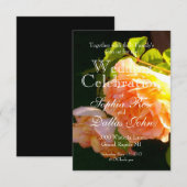 エレガントクラシックオレンジ桃バラフローラ 招待状 (正面/裏面)