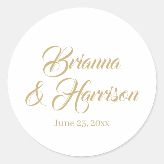 エレガントクラシックカスタム金ゴールド結婚書道 ラウンドシール (正面)