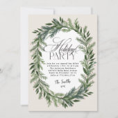 エレガントクラシッククリスマス植物学ホリデーパーティー 招待状 (正面)