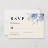 エレガントクラシッククリーム&ブフランスのルーフローラ結婚ズ 出欠カード (正面)