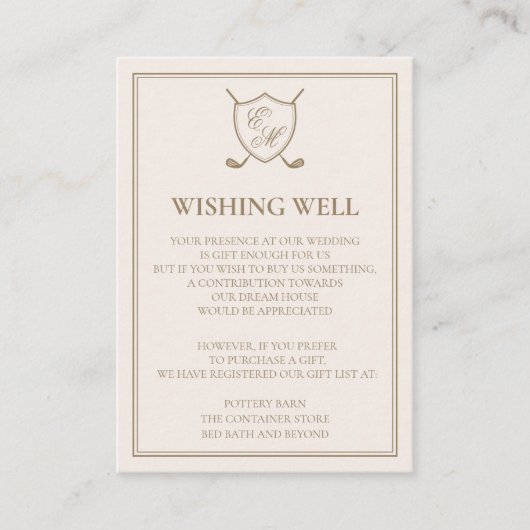 エレガントクラシッククレストモノグラムゴル結婚フス エンクロージャーカード (正面)