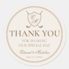 エレガントクラシッククレストモノグラムゴル結婚フス ラウンドシール