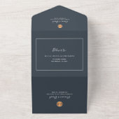 エレガントクラシックグラム海軍の銅金ゴールド結婚 オールインワン招待状 (外側)