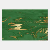 エレガントクラシックグリーンと金ゴールドマーブルルック ラッピングペーパーシート (正面3)