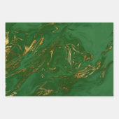エレガントクラシックグリーンと金ゴールドマーブルルック ラッピングペーパーシート (正面2)
