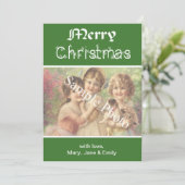 エレガントクラシックグリーンメリークリスマスフォトカード シーズンカード (スタンド正面)