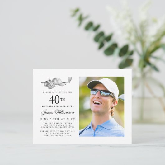 エレガントクラシックゴルフ40th誕生日パーティー写真 インビテーションポストカード (スタンド正面)