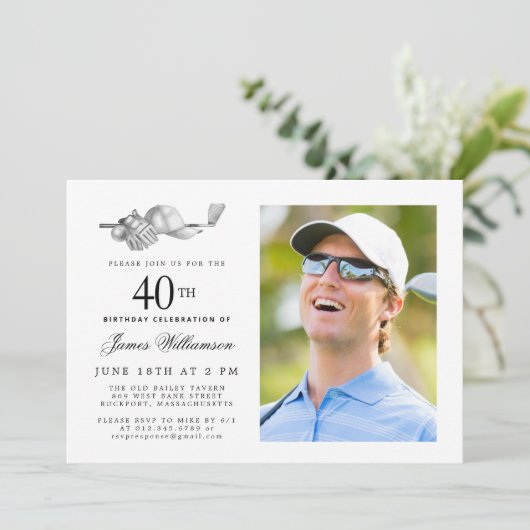 エレガントクラシックゴルフ40th誕生日パーティー写真 招待状 (スタンド正面)