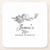 エレガントクラシックゴルフ70thバースデーパーティーカスタム スクエアペーパーコースター (正面)