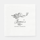 エレガントクラシックゴルフ90thバースデーパーティーカスタム スタンダードランチョンナプキン (正面)