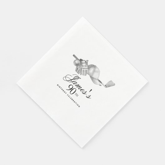 エレガントクラシックゴルフ90thバースデーパーティーカスタム スタンダードランチョンナプキン (角)