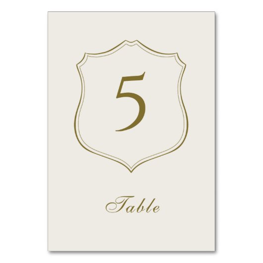 エレガントクラシックゴールデンクレストモノグラム結婚ズ テーブルナンバー (正面)