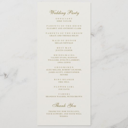 エレガントクラシックゴールデンクレストモノグラム結婚ズ プログラム (裏面)