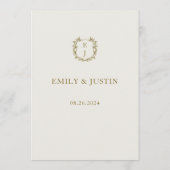 エレガントクラシックゴールデンクレストモノグラム結婚ズ メニュー (裏面)