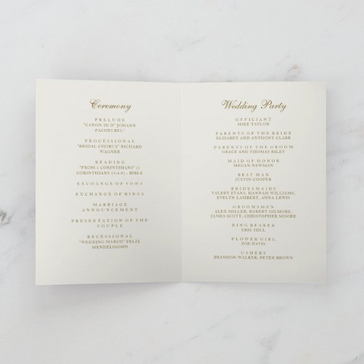 エレガントクラシックゴールデン結婚モノグラム冊子 プログラム (内部)