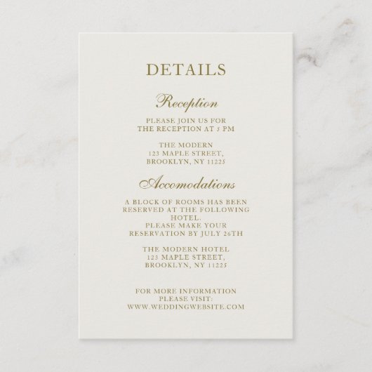 エレガントクラシックゴールデン結婚モノグラム詳細 エンクロージャーカード (正面)