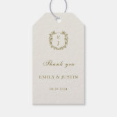 エレガントクラシックゴールデン結婚モノグラム ギフトタグ (正面)