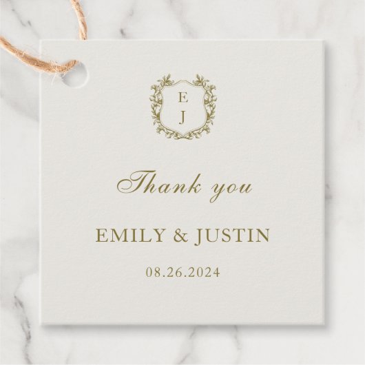 エレガントクラシックゴールデン結婚モノグラム フェイバータグ (正面)