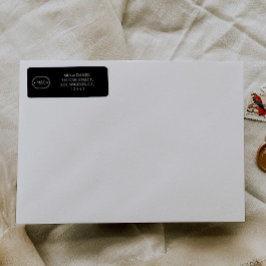 エレガントクラシックシックブラックモノグラム差出人住所 ラベル