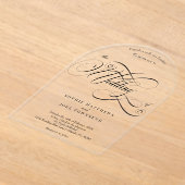 エレガントクラシックシック・ブラック書道結婚ズ アクリル招待状 (レイダウン)