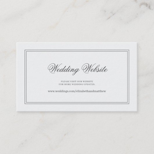 エレガントクラシックシンプルホワイト結婚のウェブサイト エンクロージャーカード (正面)