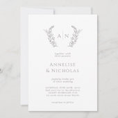 エレガントクラシックシンプルモノグラ結婚ムフォーマル 招待状 (正面)