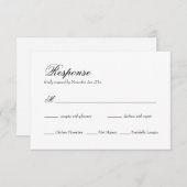 エレガントクラシックシンプル結婚式RSVPカード 出欠カード (正面/裏面)