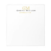 エレガントクラシックシンプル金ゴールドモノグラム ノートパッド (正面)