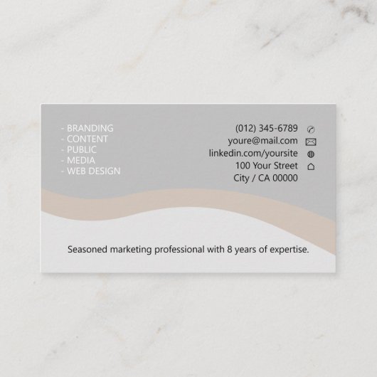 エレガントクラシックジョブのシーカーミニマルクリーンBeige 名刺 (裏面)