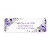 エレガントクラシックスクリプト紫フローラ結婚の ラベル (正面)