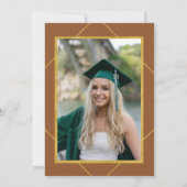 エレガントクラシックスクリプト金ゴールドフレーム卒業パーティー 招待状 (裏面)