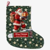 エレガントクラシックストッキングユー名前をカスタムする ラージクリスマスストッキング (正面)