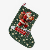 エレガントクラシックストッキングユー名前をカスタムする ラージクリスマスストッキング (正面 (吊り時))