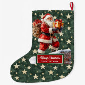 エレガントクラシックストッキングユー名前をカスタムする ラージクリスマスストッキング (裏面)