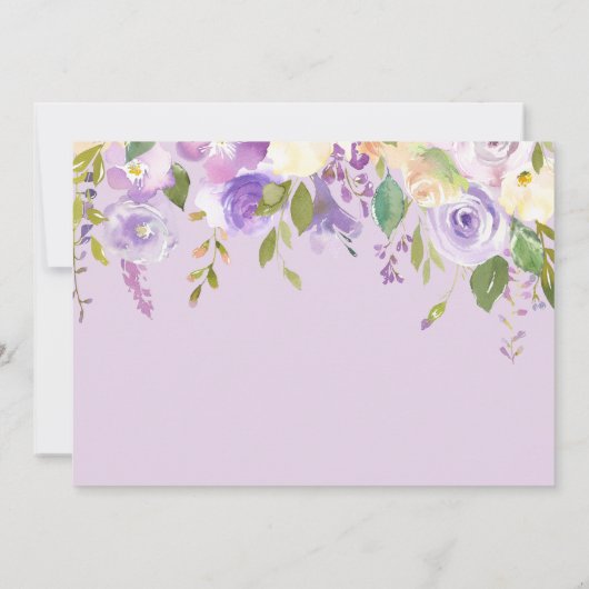 エレガントクラシックダスティパープルバイオレット結婚フローラ セーブザデート (裏面)