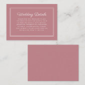エレガントクラシックダスティピンク結婚詳細 エンクロージャーカード (正面/裏面)