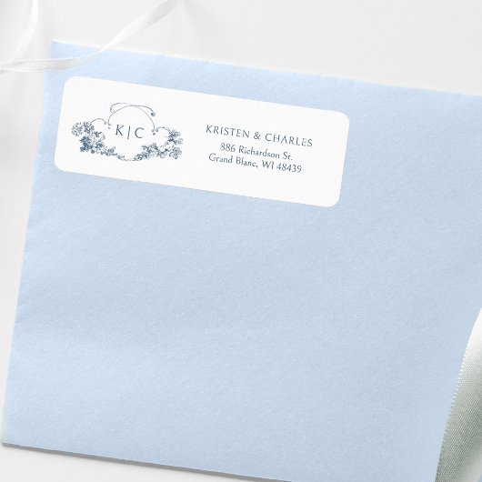 エレガントクラシックダスティブルーフランスのフローラ ラベル