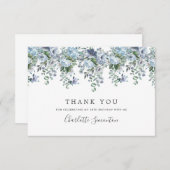 エレガントクラシックダスティブルーフローラ18th誕生日 サンキューカード (正面/裏面)