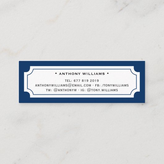 エレガントクラシックダークブルー卒業ネームカード コーリングカード (裏面)