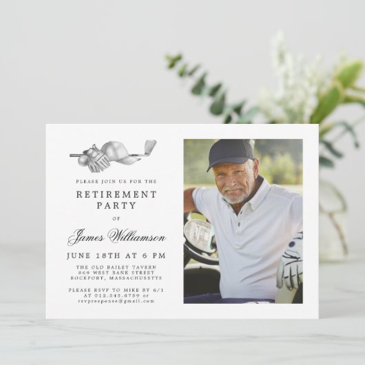 エレガントクラシックテーマ退職パーティー写真 招待状 (スタンド正面)