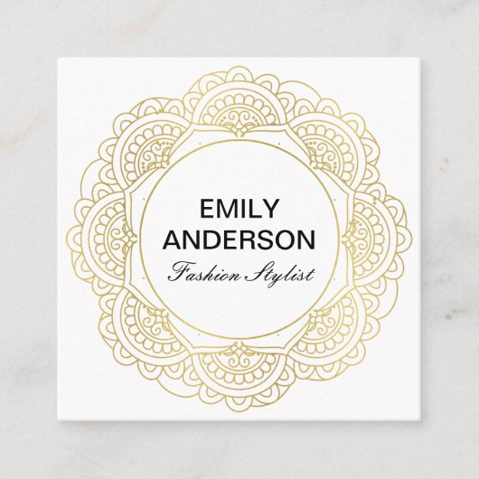 エレガントクラシックデザイ華美ナー金ゴールド スクエア名刺 (正面)