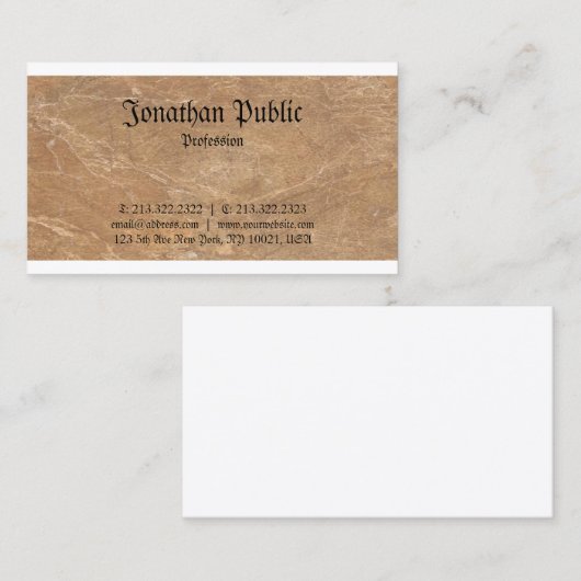 エレガントクラシックノスタルジックトレンディー大理石 名刺 (正面/裏面)