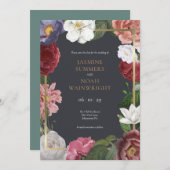 エレガントクラシックバラ結婚フローラ セーブザデート (正面/裏面)