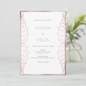 エレガントクラシックバラ葉金ゴールド結婚ズ 招待状 (スタンド正面)