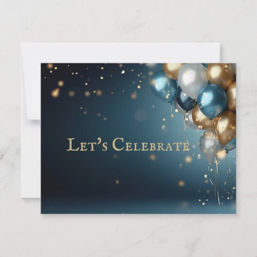 エレガントクラシックバルーンバースデーパーティー招待状 招待状 (正面)