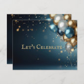 エレガントクラシックバルーンバースデーパーティー招待状 招待状 (正面/裏面)