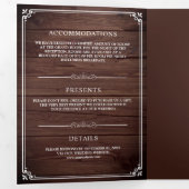 エレガントクラシックバ素朴ンウッドモノグラム結婚ズ 三つ折り招待状 (内部最初)